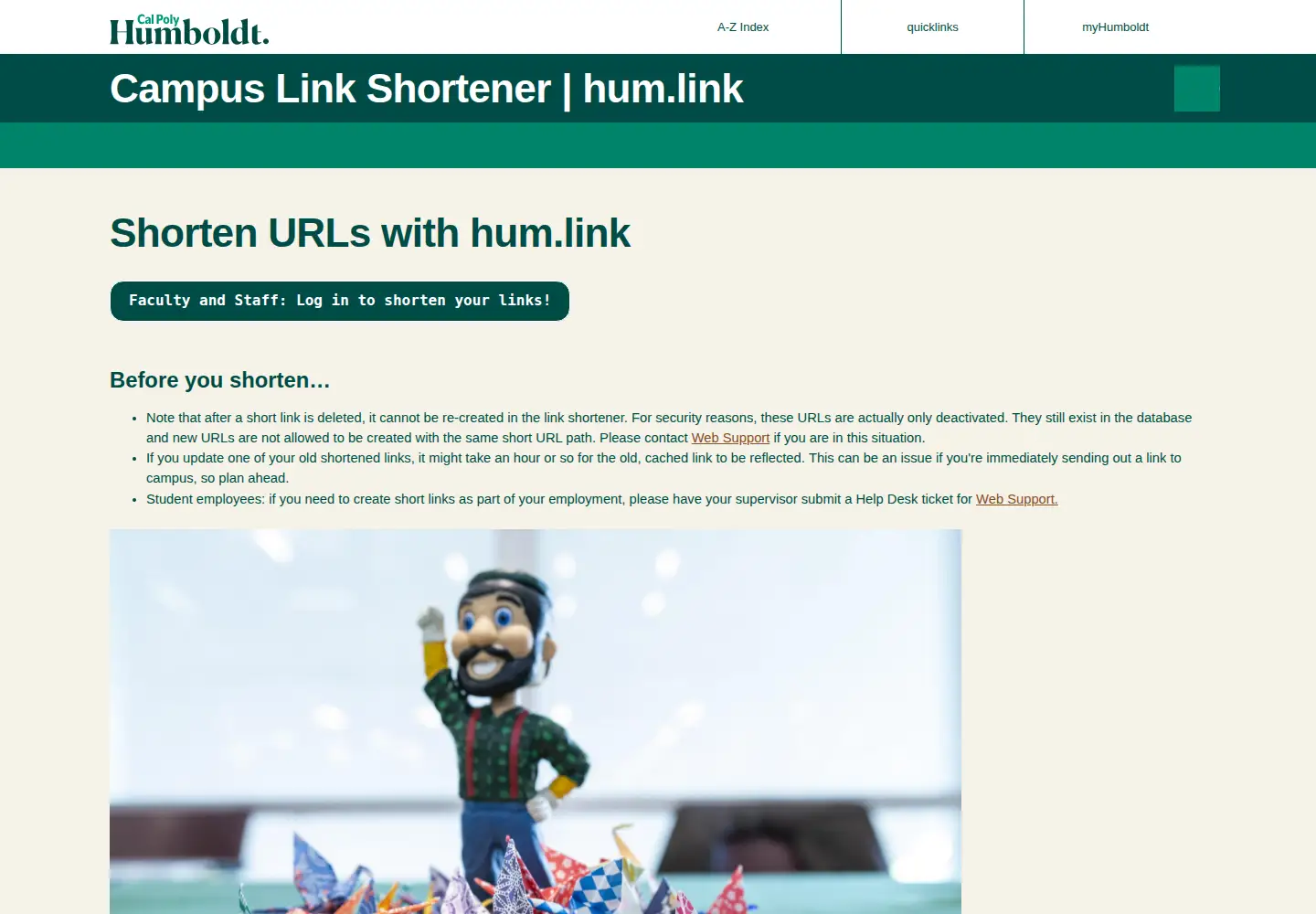 Captured homepage of hum.link in the current scan
