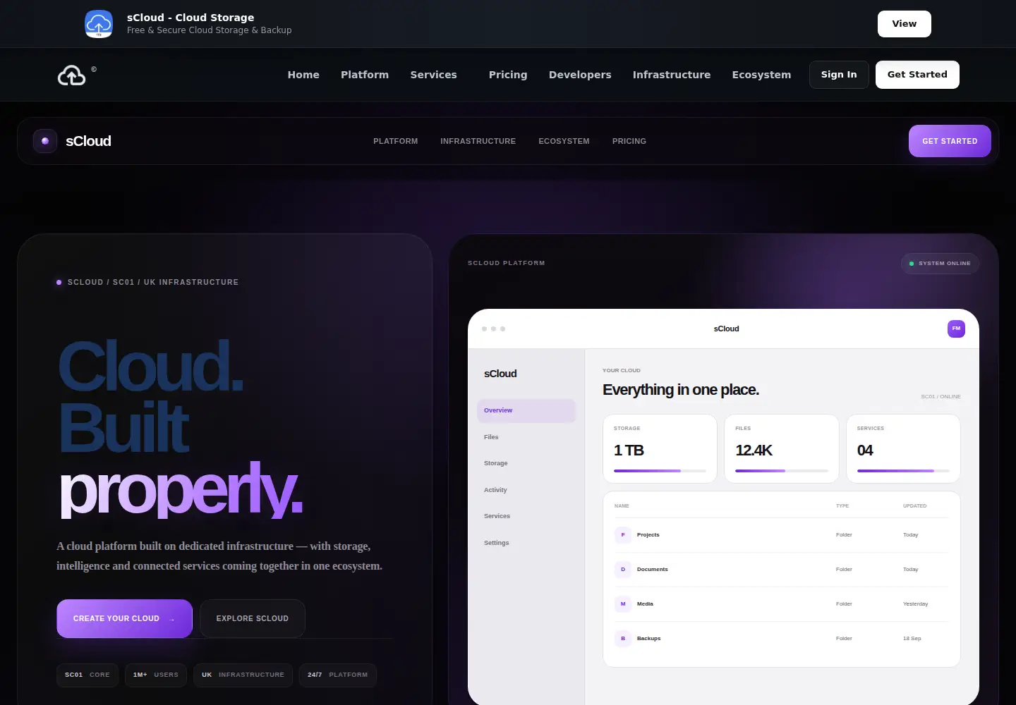 Screenshot of scloud.live
