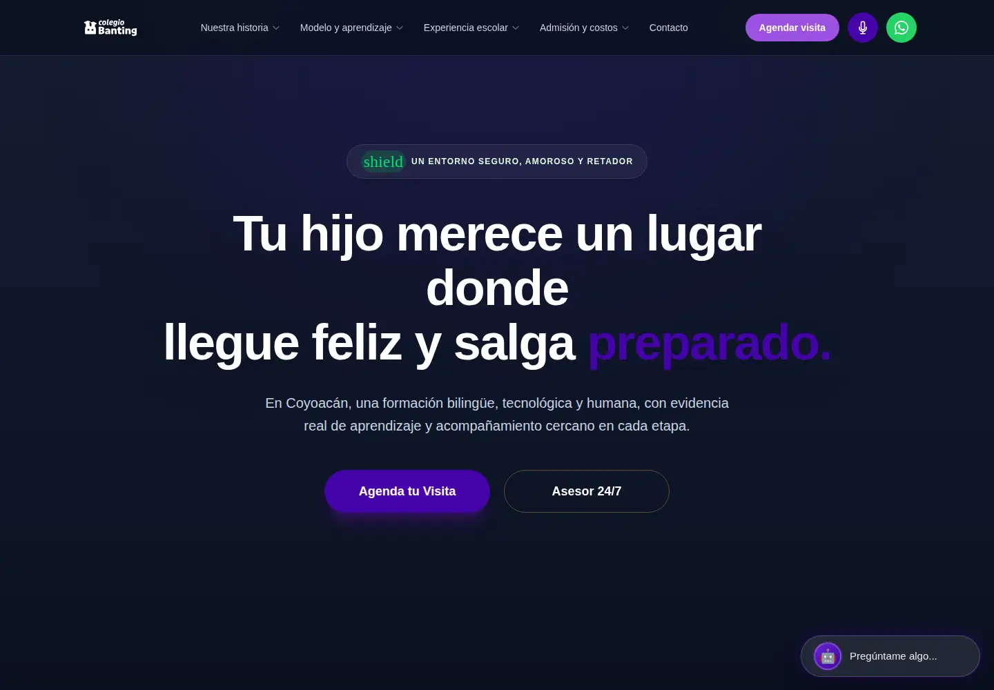 Screenshot of colegiobanting.edu.mx