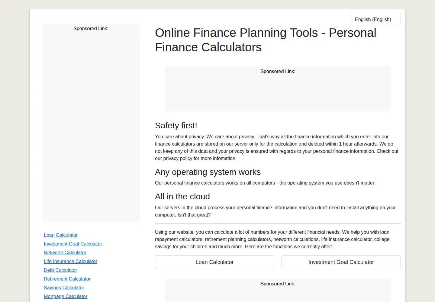 Screenshot of freefinancetools.net