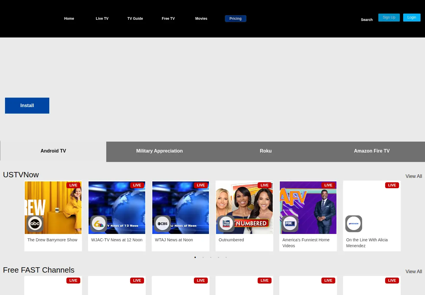 Screenshot of ustvnow.net