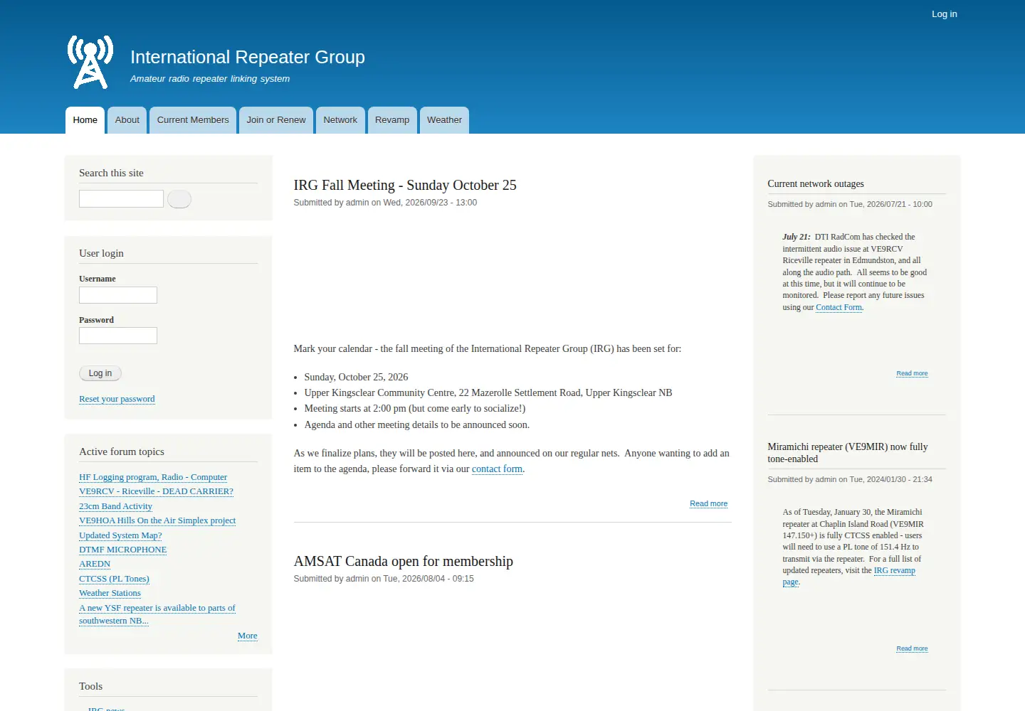 Screenshot of ve9irg.net