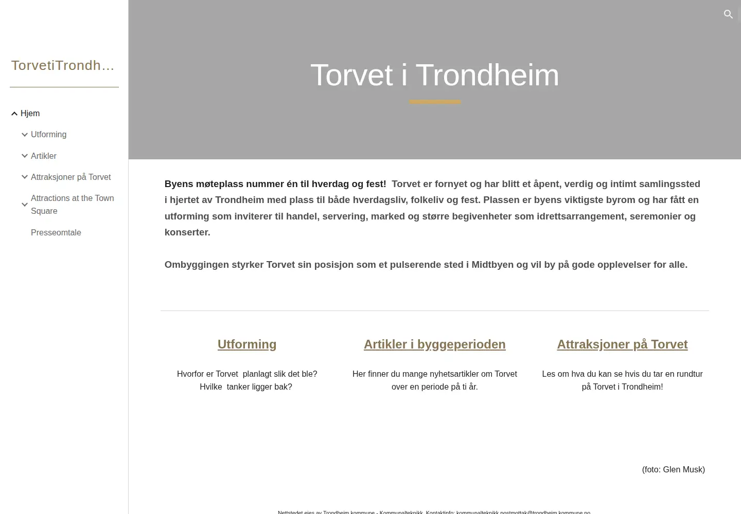 Captured homepage of torvetitrondheim.no in the current scan