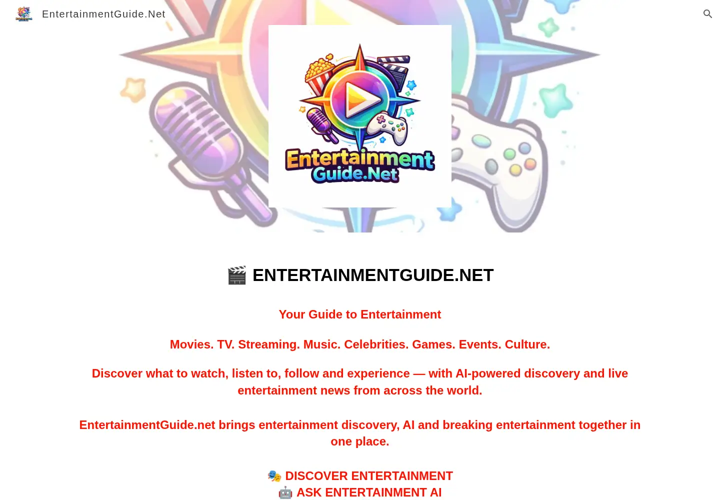 Screenshot of entertainmentguide.online