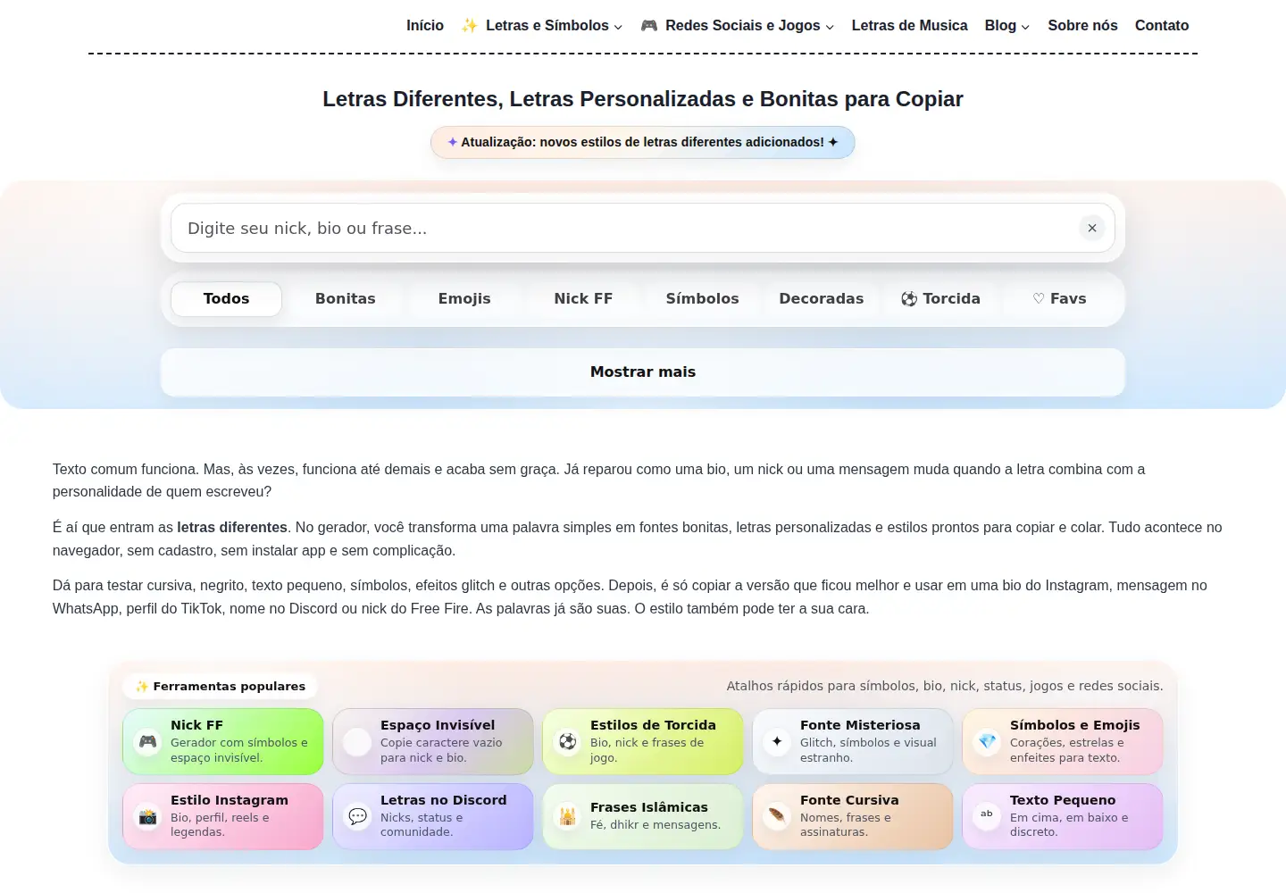 Captured homepage of letrasdiferentes.online in the current scan