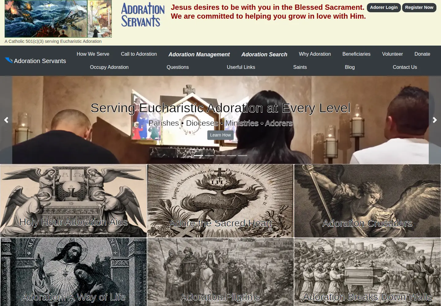 Screenshot of adorationservants.org