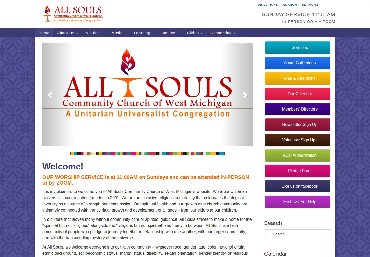 Captured homepage of allsoulscommunity.org in the current scan