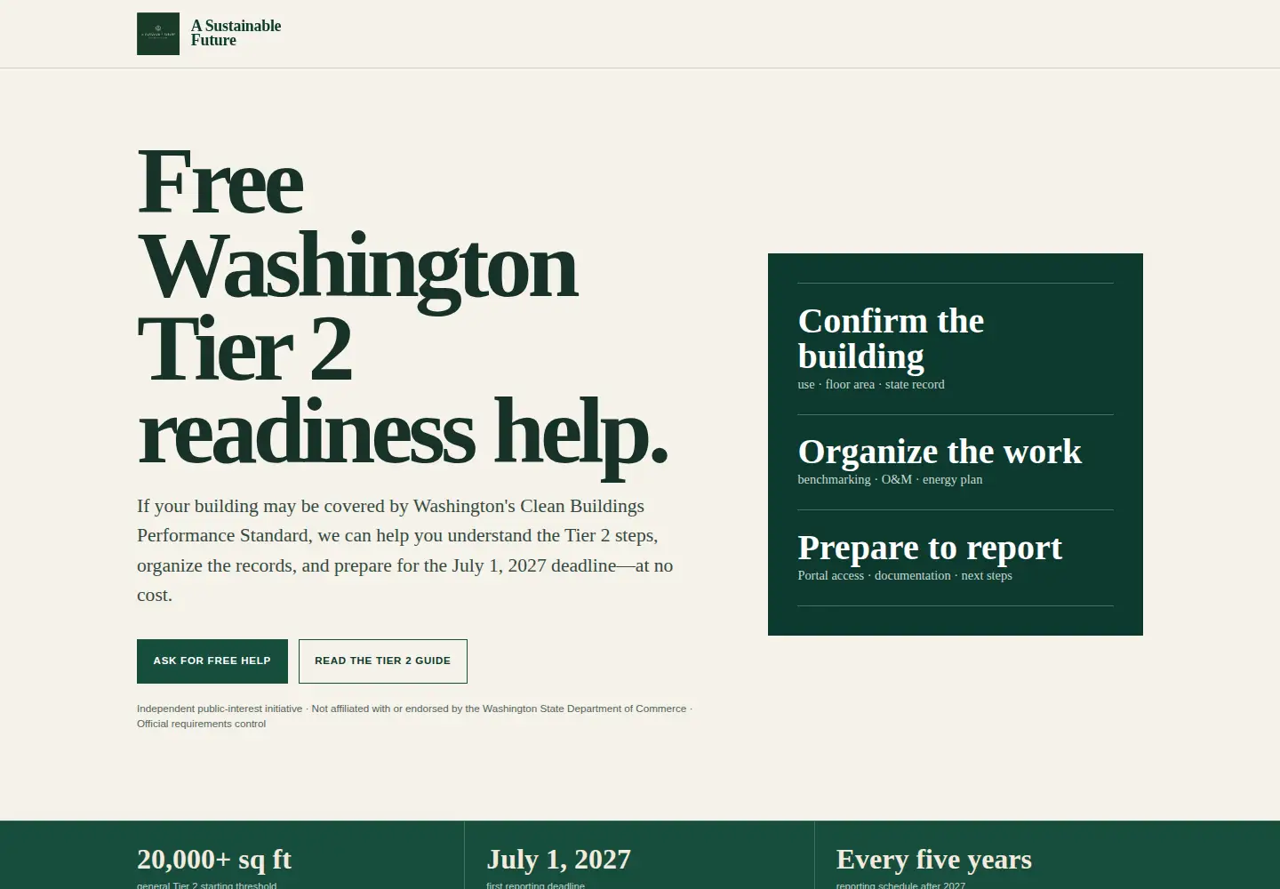 Screenshot of asustainablefuture.org