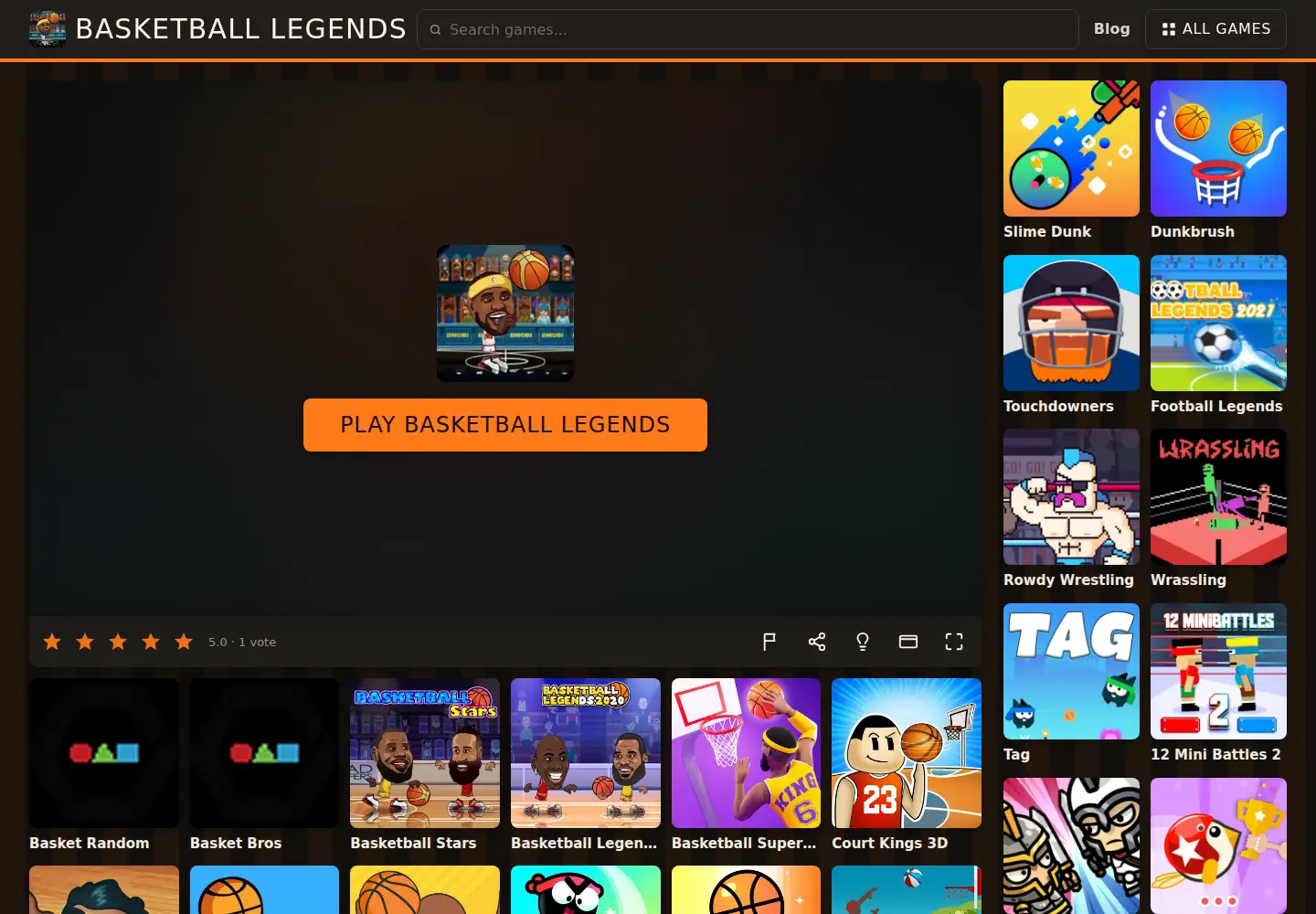 Screenshot of basketballlegends.org