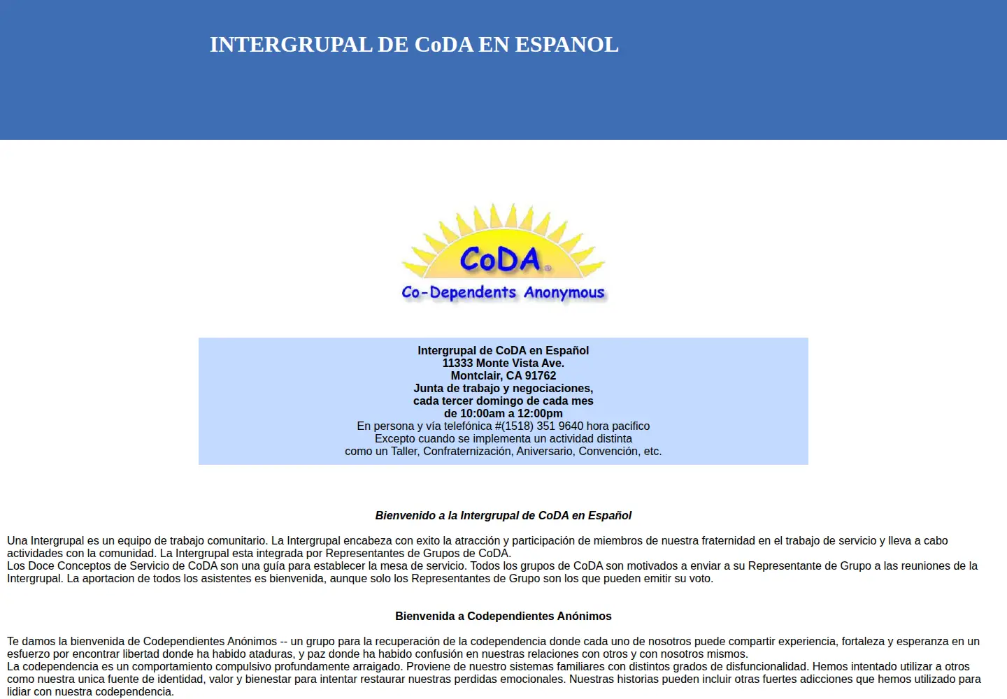 Screenshot of codaenespanol.org