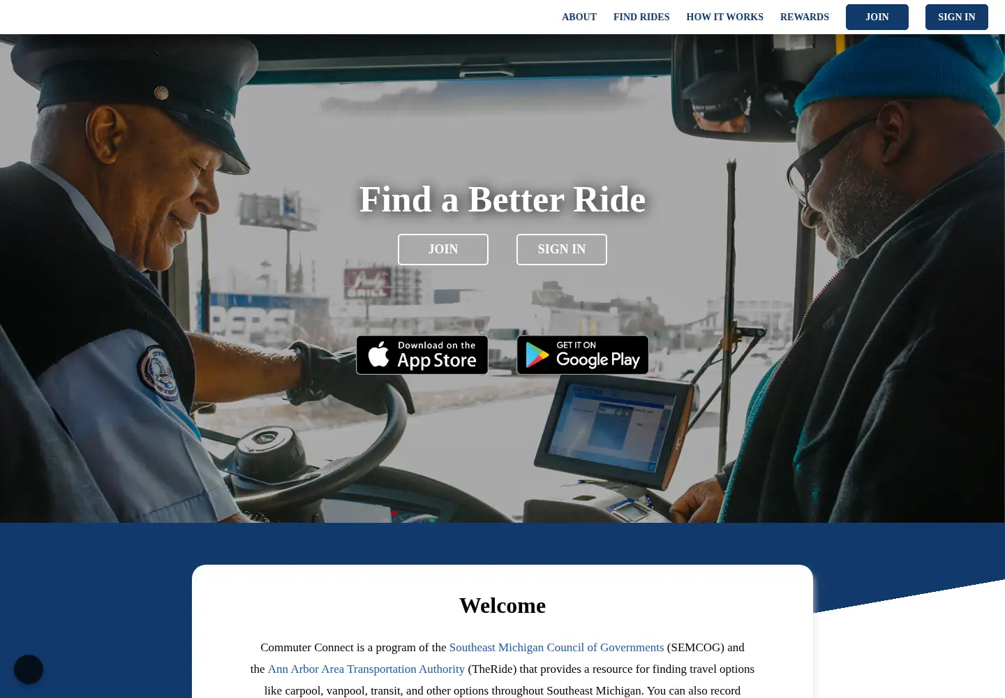 Screenshot of commuterconnectmi.org