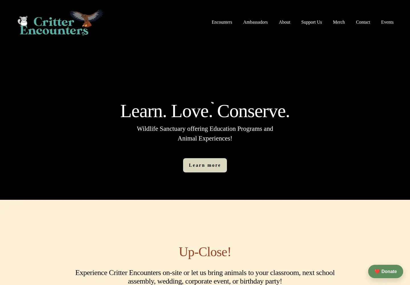 Screenshot of critterencounters.org