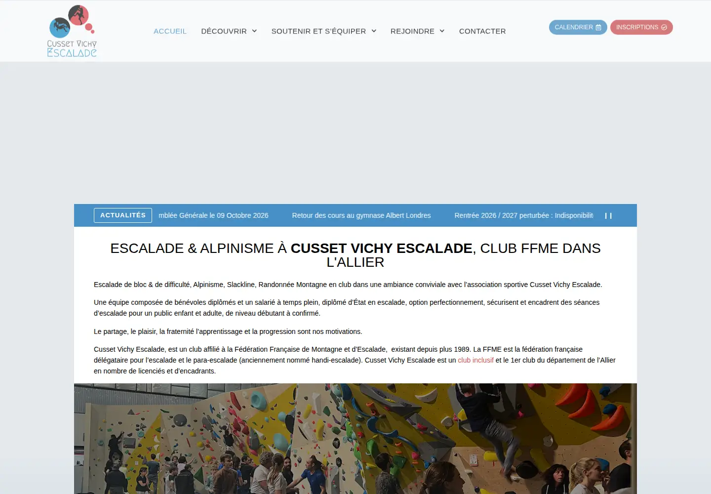 Captured homepage of cusset-vichy-escalade.org in the current scan