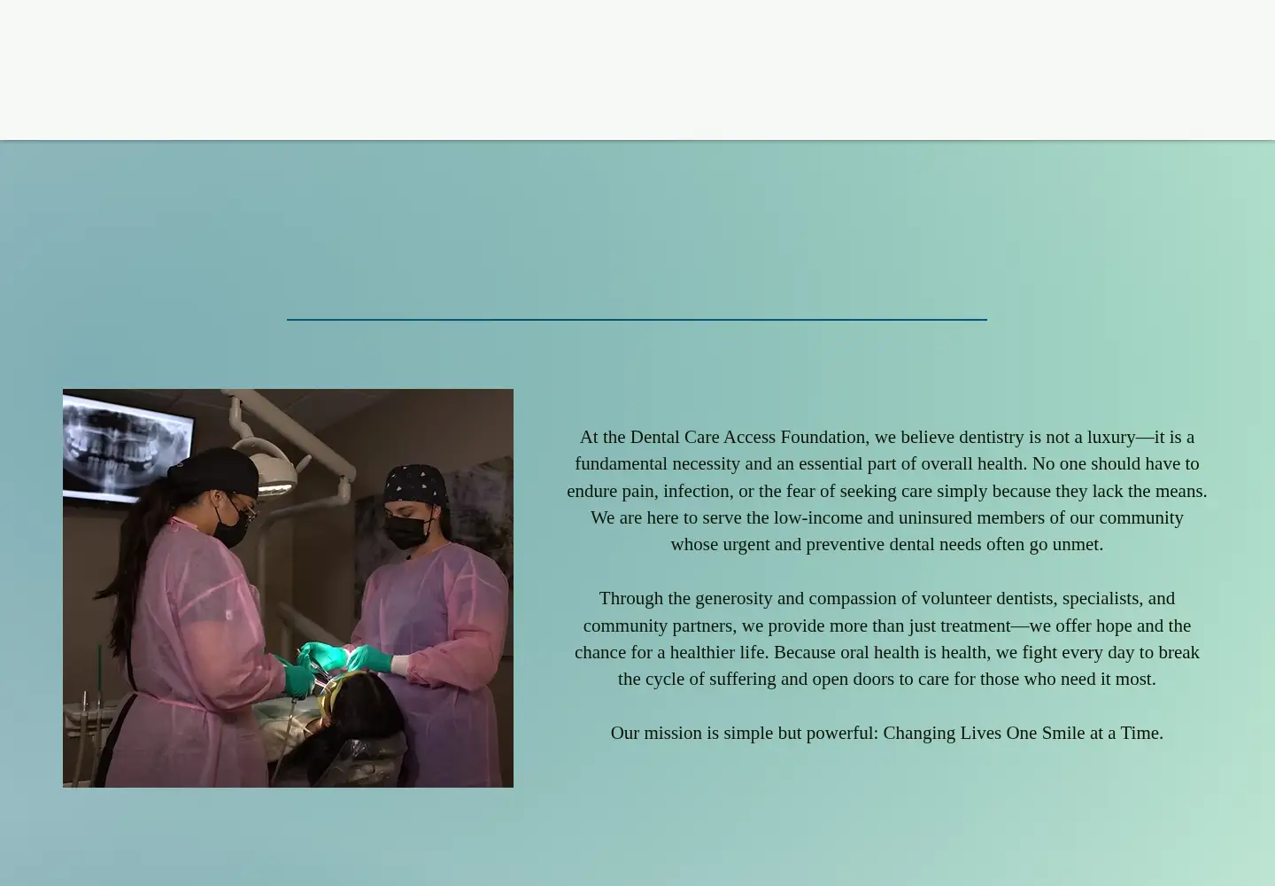 Captured homepage of dentalcareaccess.org in the current scan
