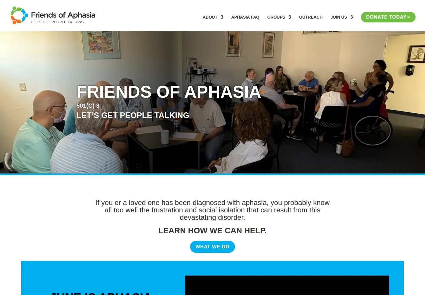 Screenshot of friendsofaphasia.org