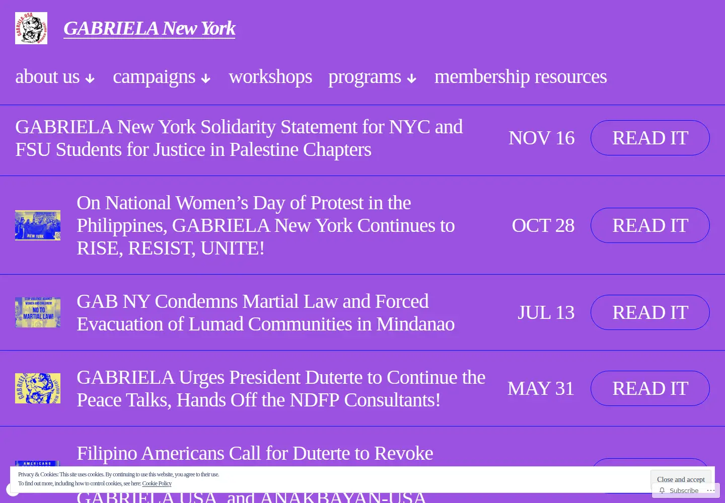 Screenshot of gabrielanewyork.org