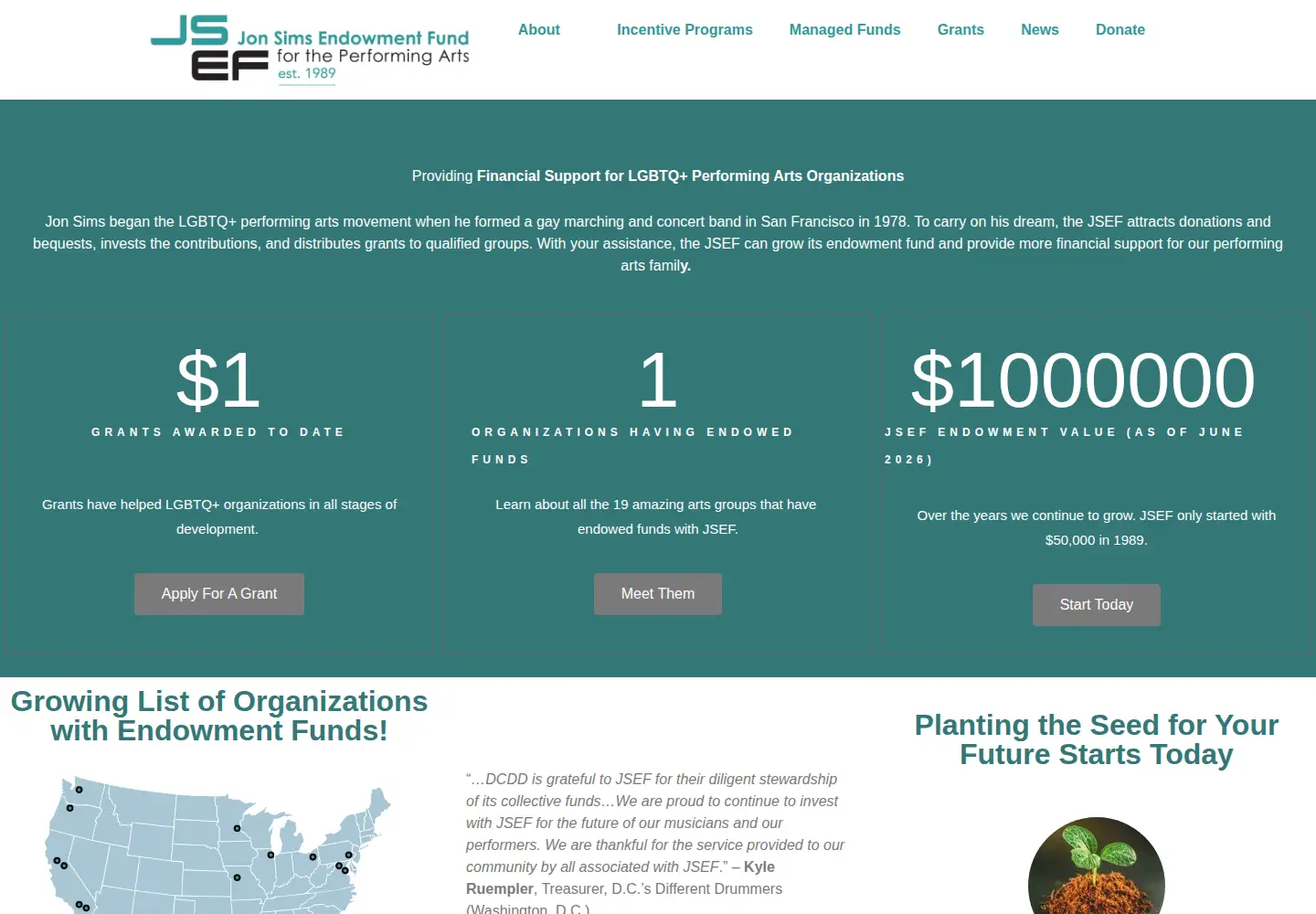 Screenshot of jsef.org
