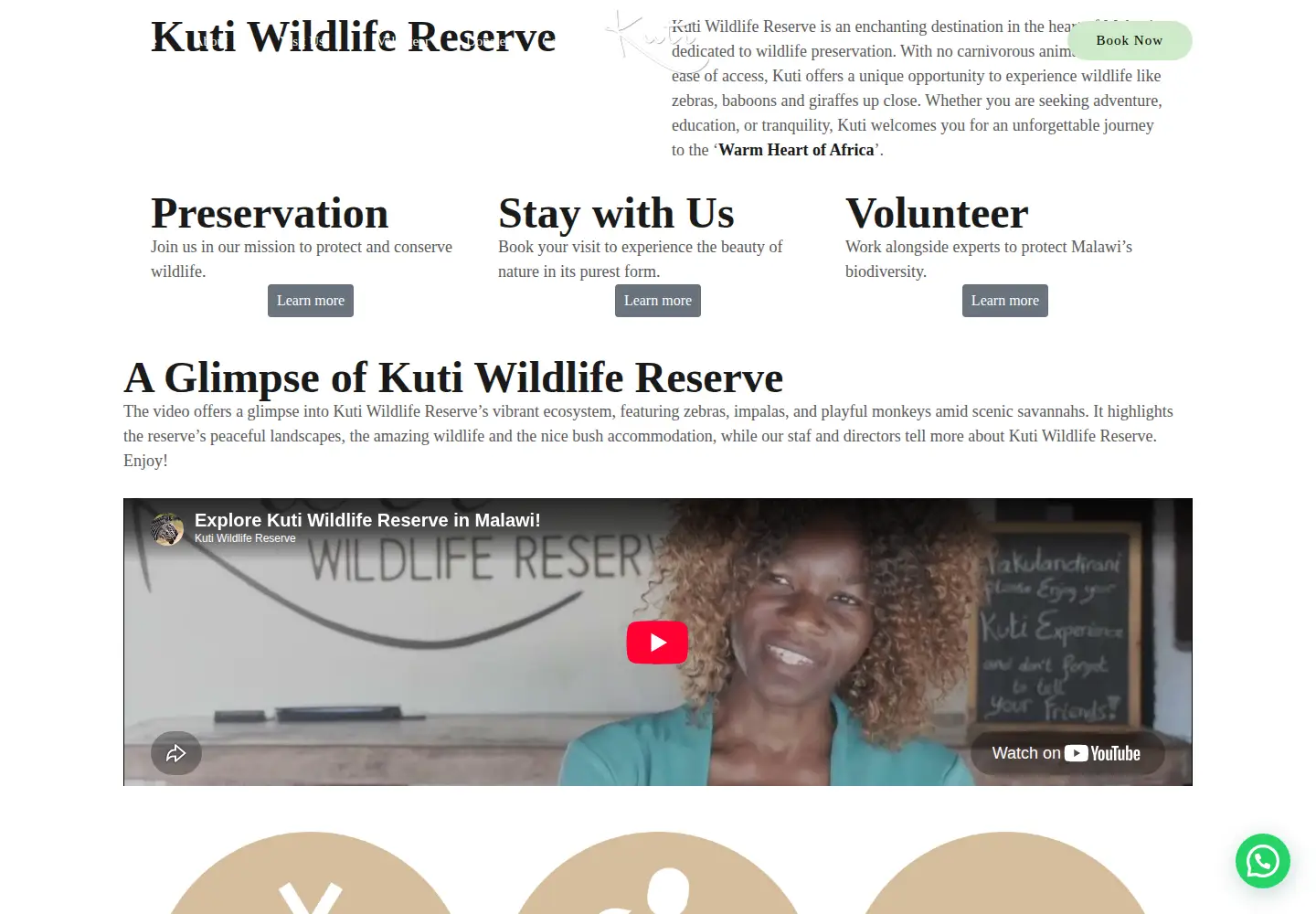 Screenshot of kuti-wildlife.org