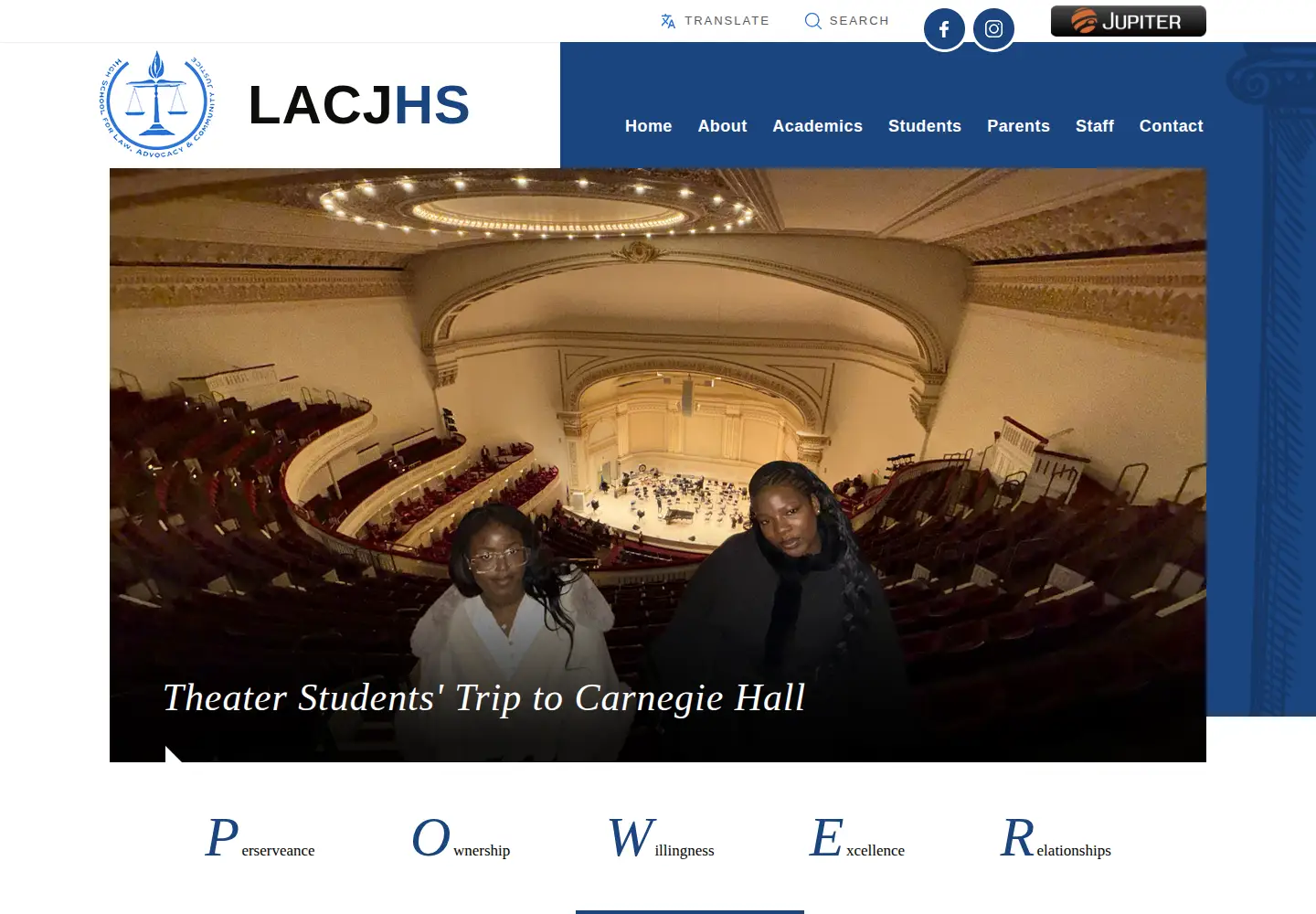 Captured homepage of lacjhs.org in the current scan