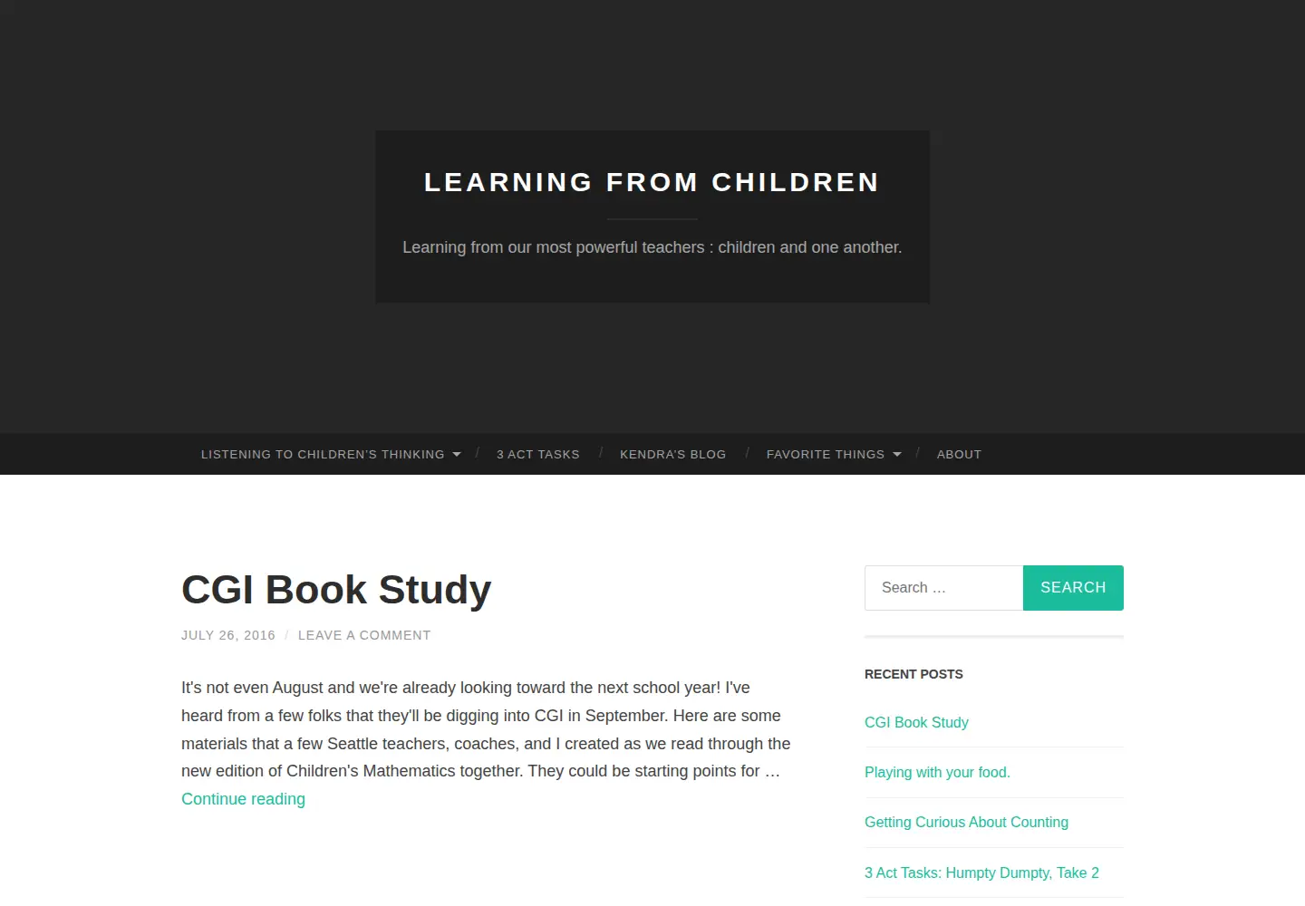 Screenshot of learningfromchildren.org