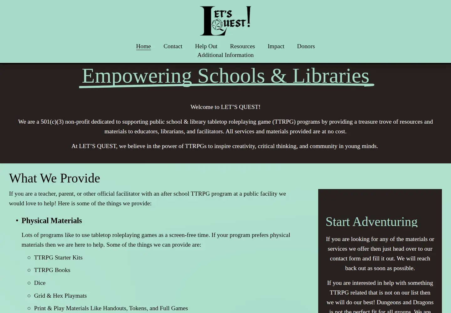 Screenshot of letsquestafterschool.org