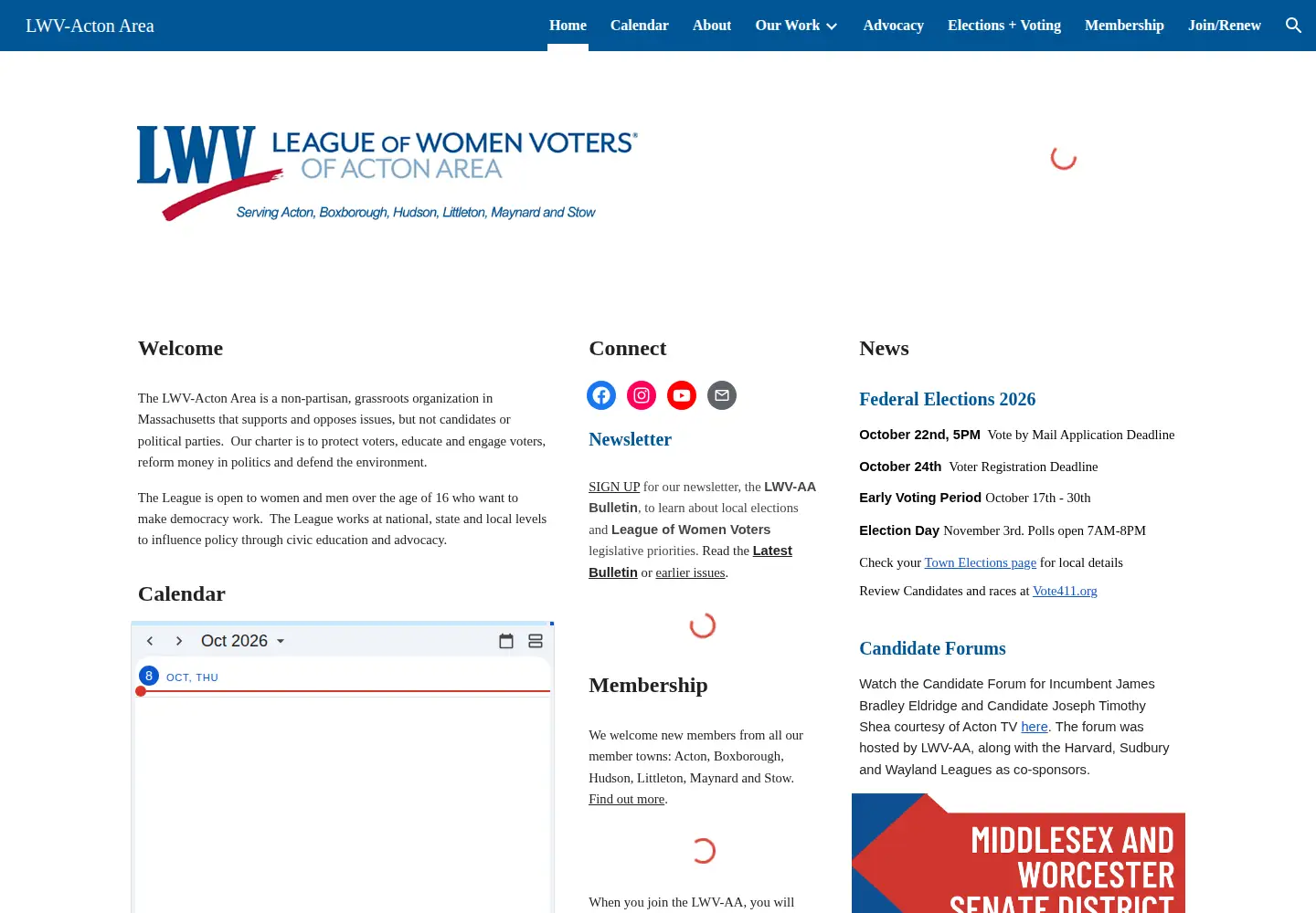 Screenshot of lwv-actonarea.org
