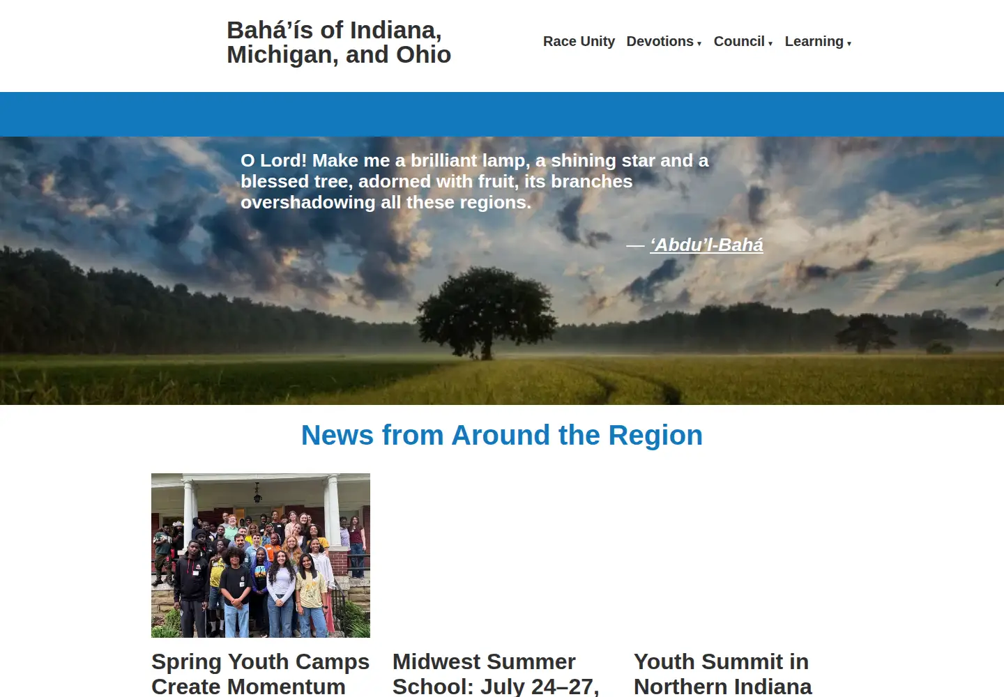 Screenshot of midwestbahai.org