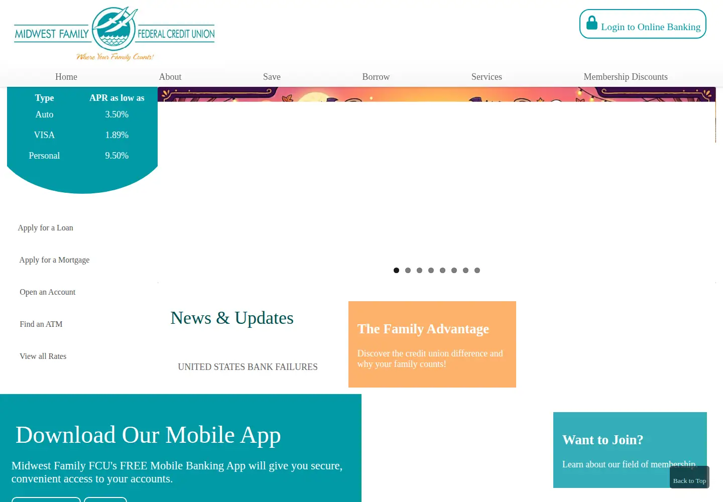 Screenshot of mwffcu.org