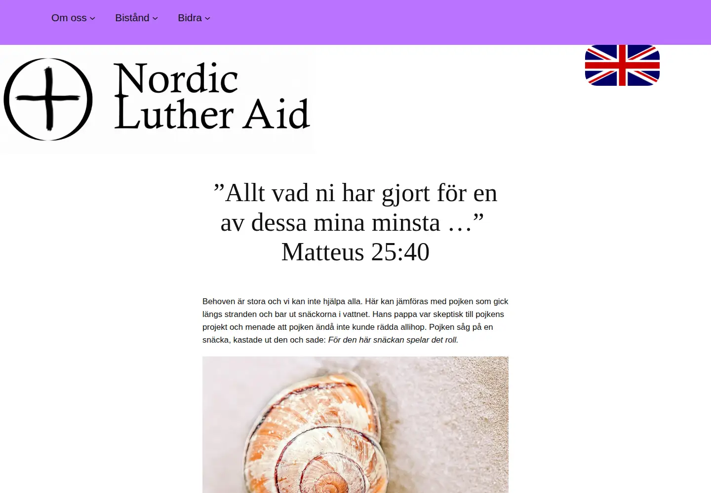 Captured homepage of nordiclutheraid.org in the current scan