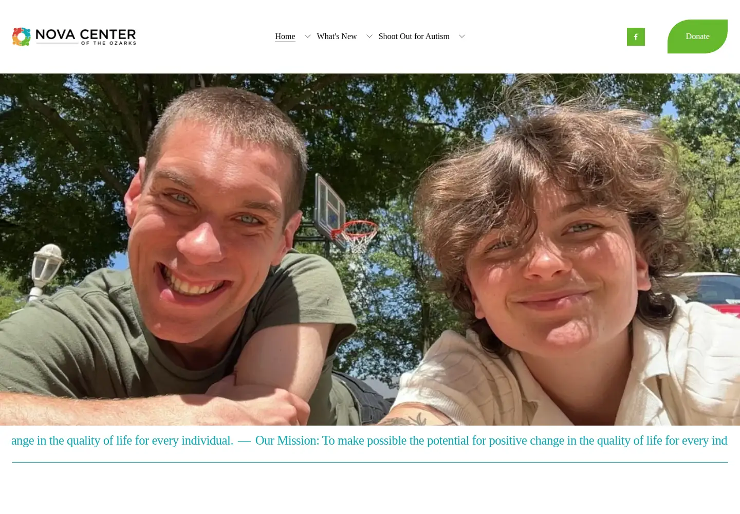 Captured homepage of novacenteroftheozarks.org in the current scan