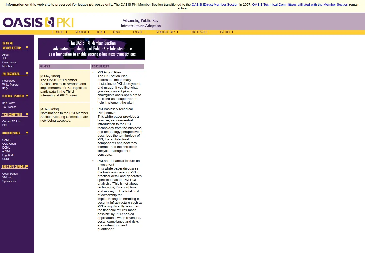 Screenshot of oasis-pki.org