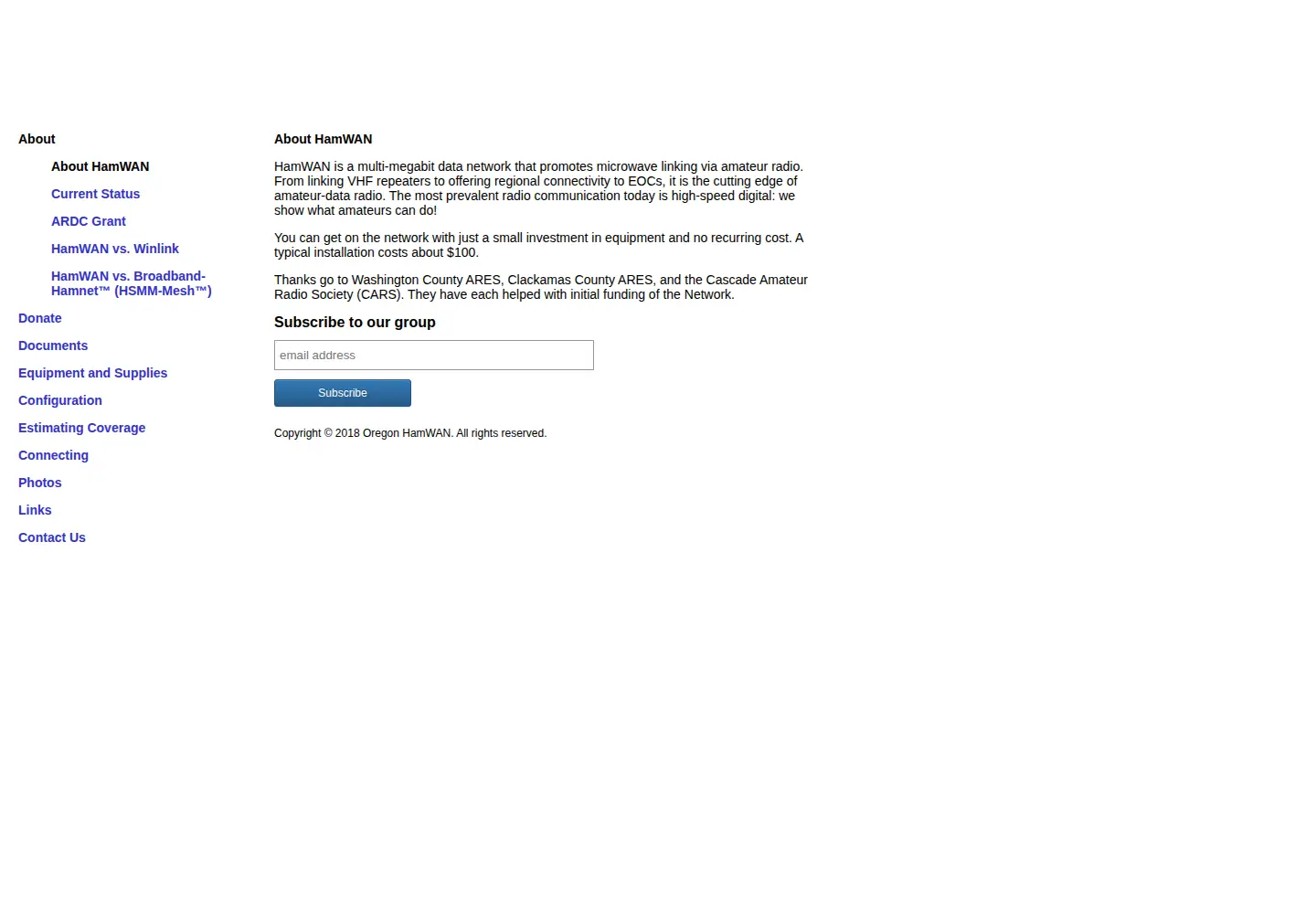 Screenshot of oregonhamwan.org