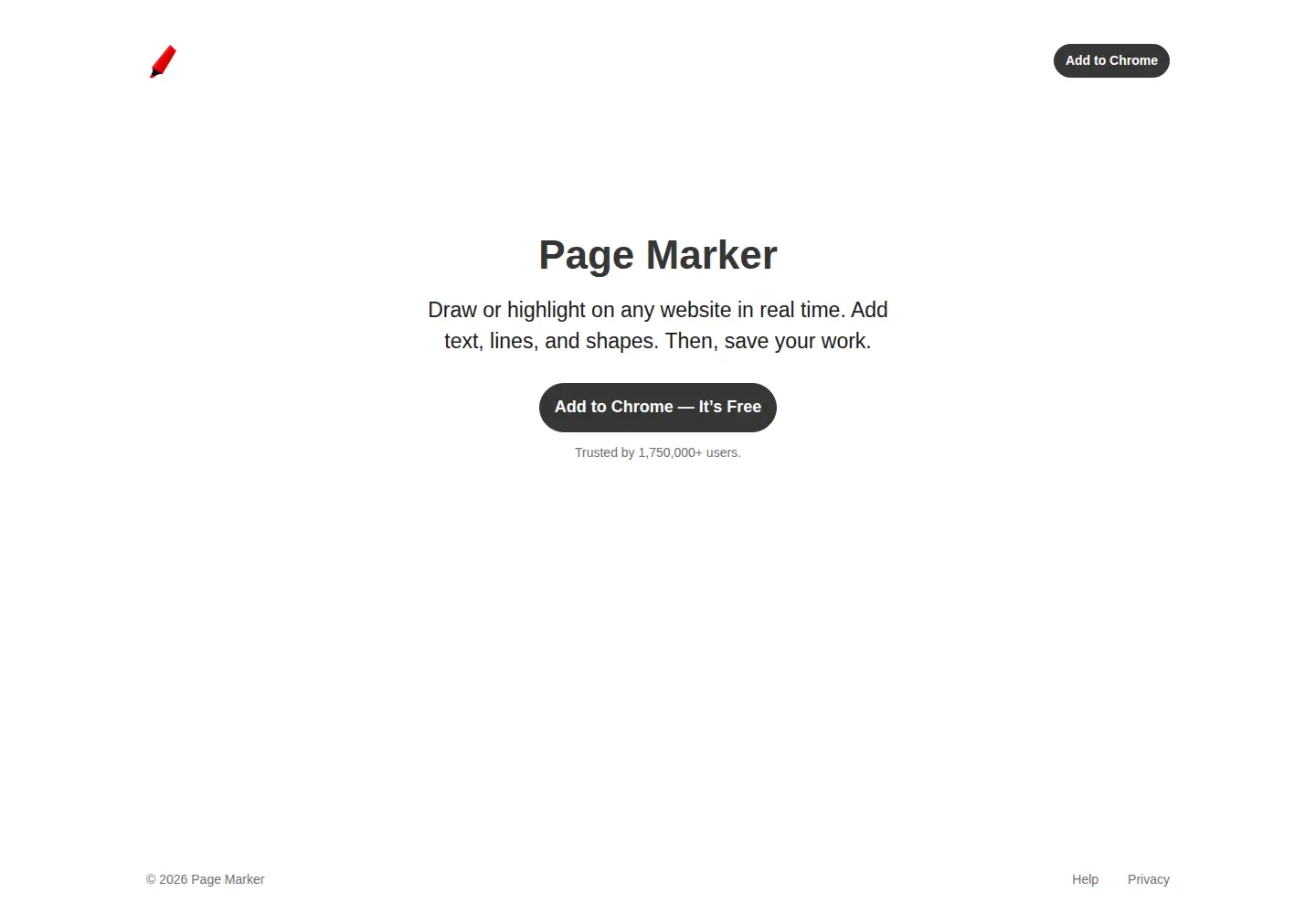 Captured homepage of pagemarker.org in the current scan