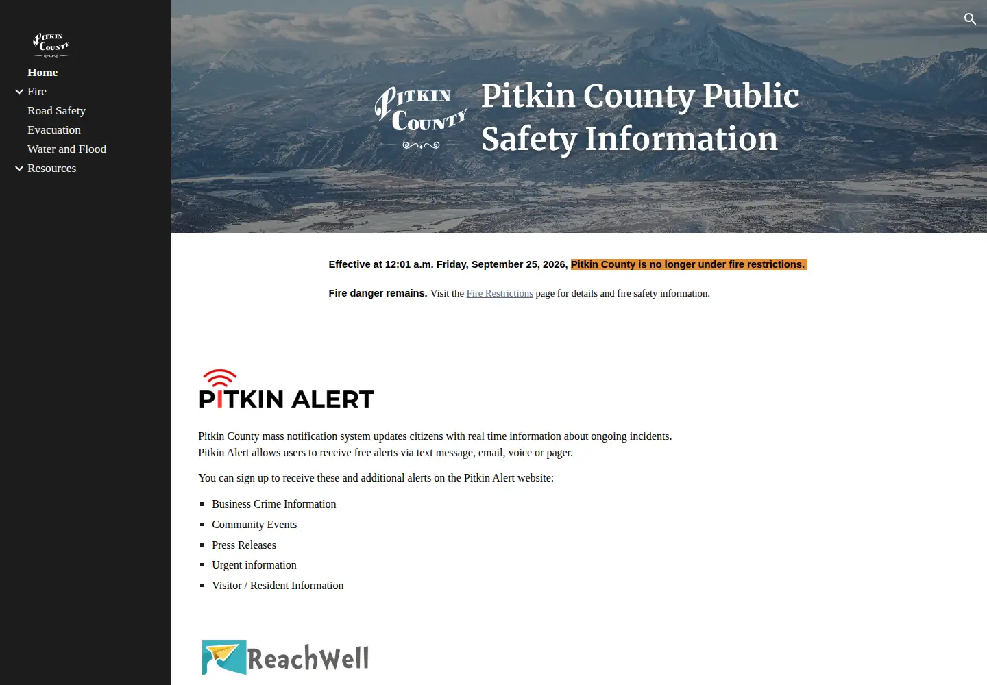 Screenshot of pitkinemergency.org