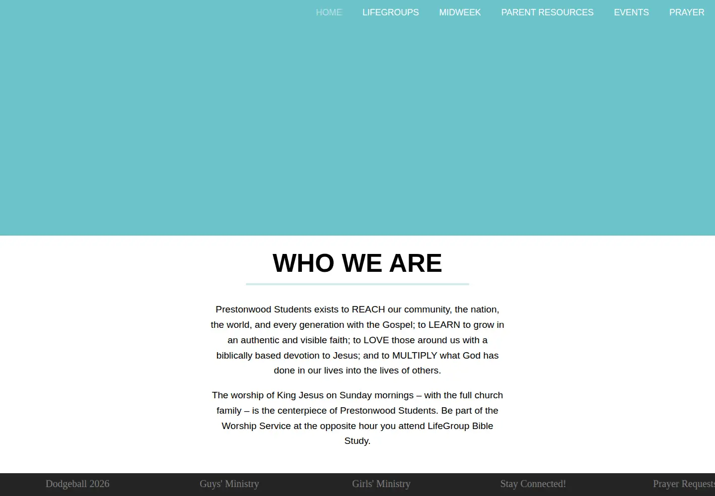Captured homepage of prestonwoodstudents.org in the current scan