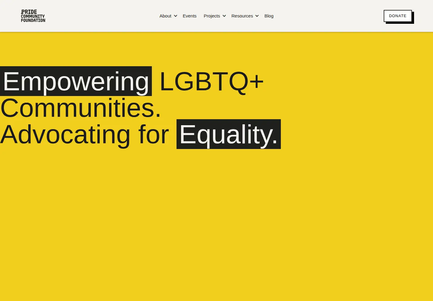 Screenshot of pridecommunityfoundation.org