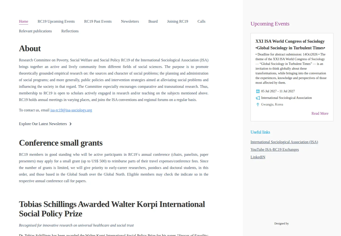 Captured homepage of rc19.org in the current scan