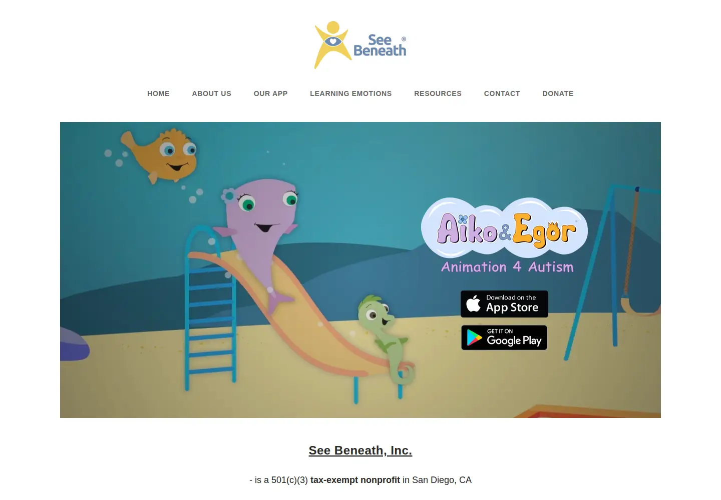 Screenshot of seebeneath.org
