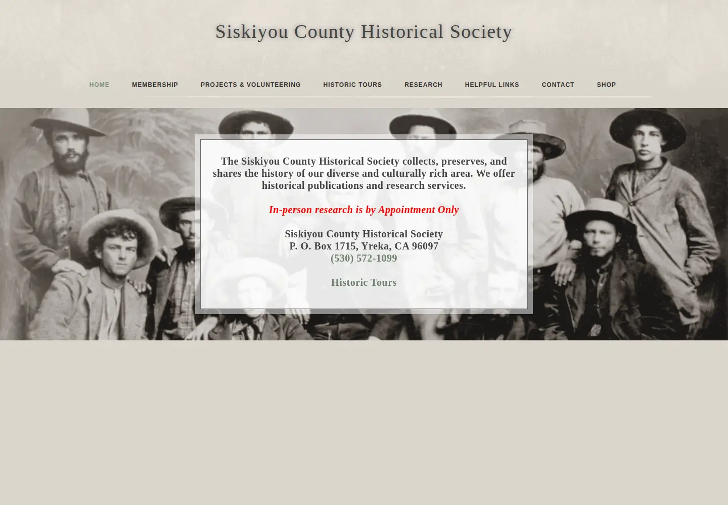 Captured homepage of sisqhistory.org in the current scan