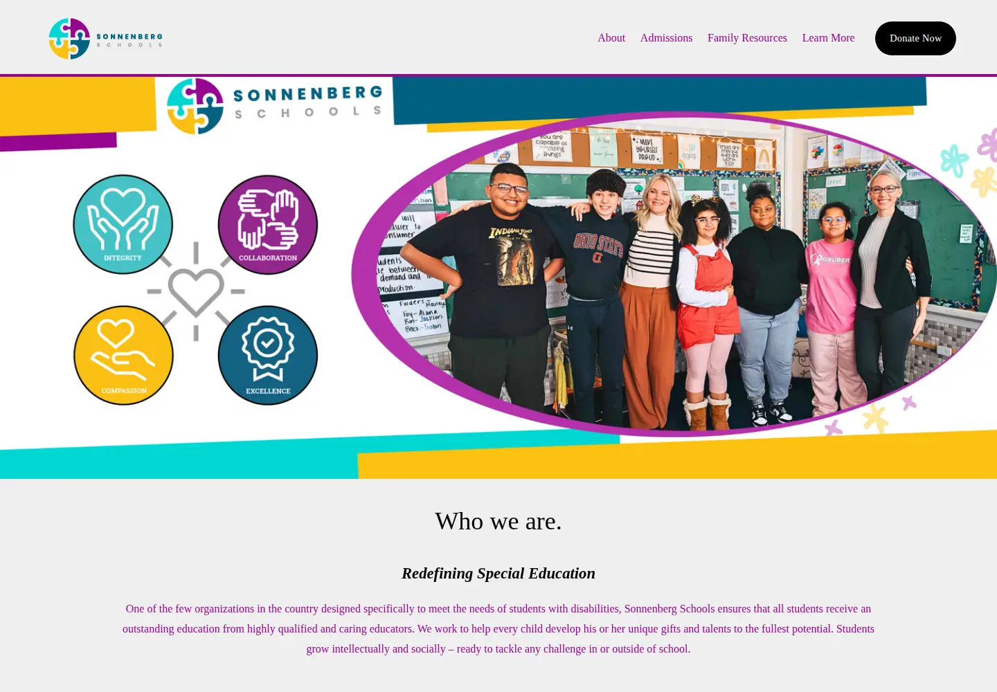 Captured homepage of sonnenbergschools.org in the current scan