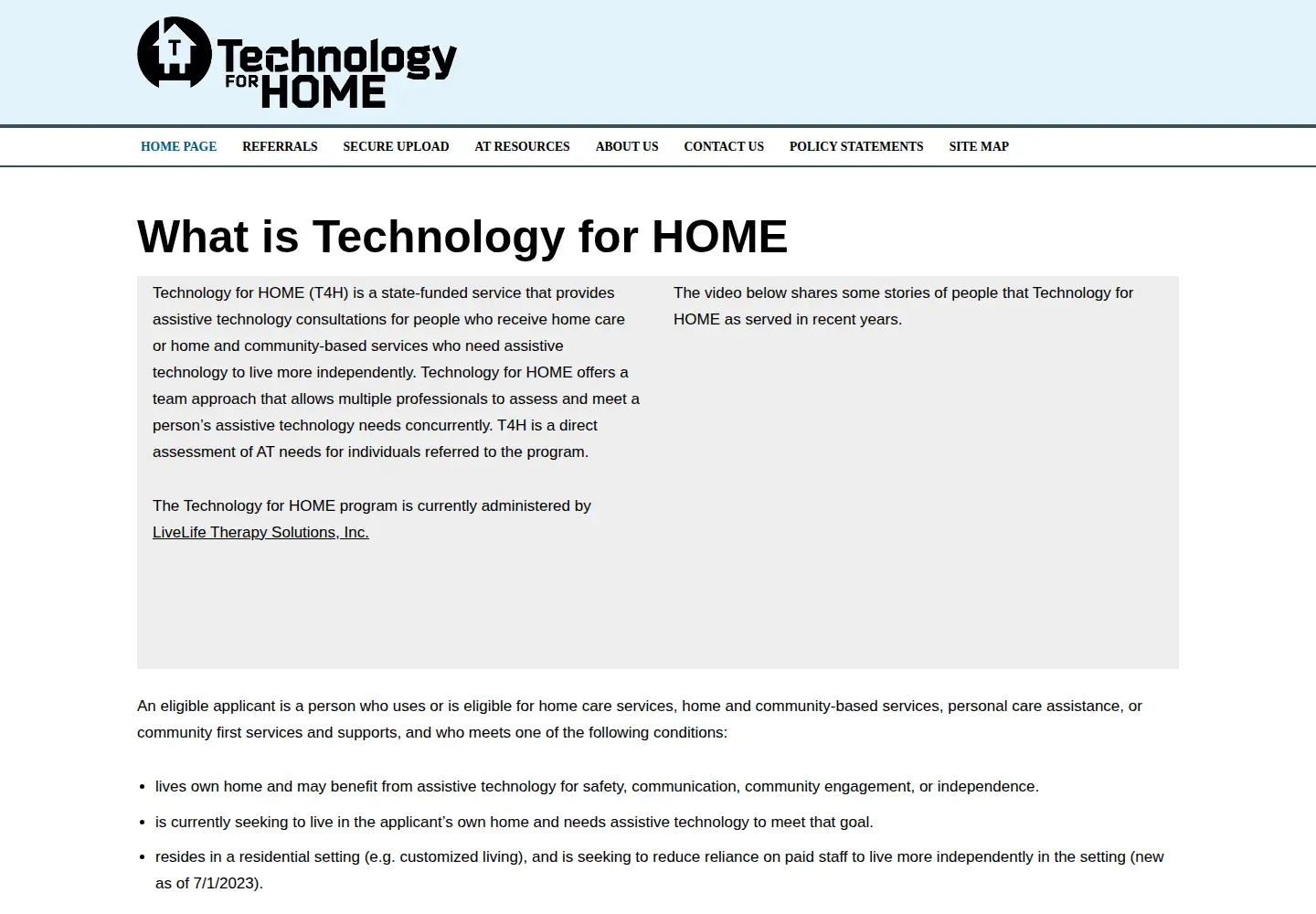 Screenshot of technologyforhome.org