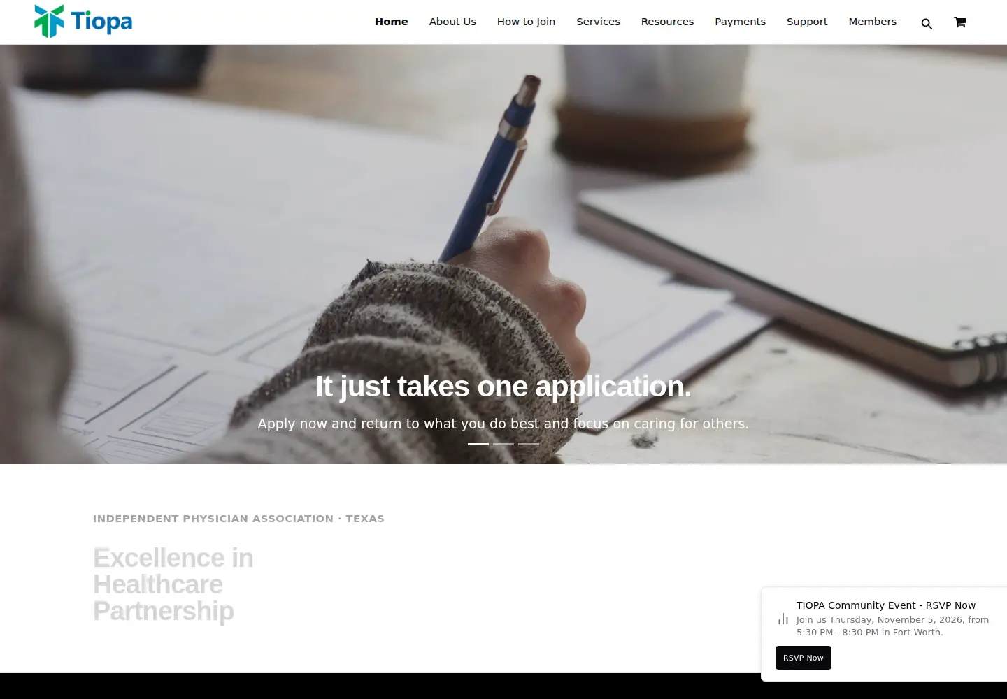 Captured homepage of tiopa.org in the current scan
