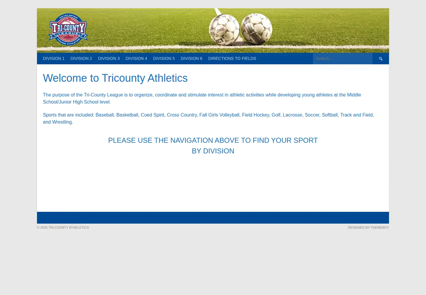 Screenshot of tricountyathletic.org