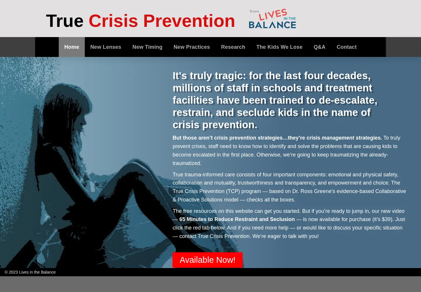 Screenshot of truecrisisprevention.org