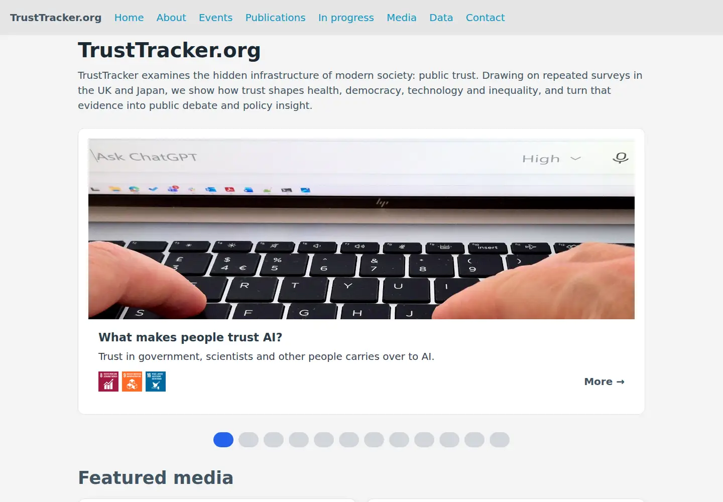 Captured homepage of trusttracker.org in the current scan