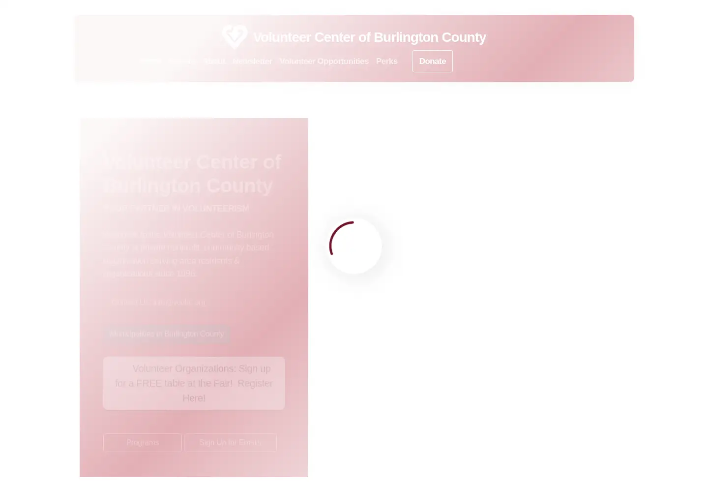 Screenshot of volunteercenterburlingtoncounty.org