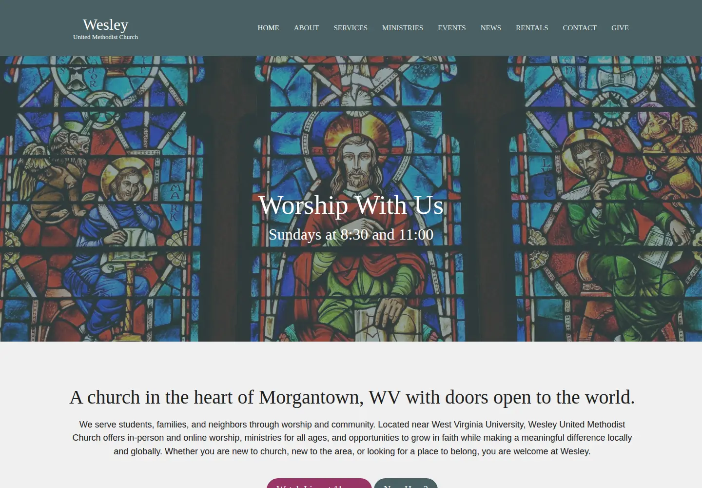 Captured homepage of wesleymorgantown.org in the current scan