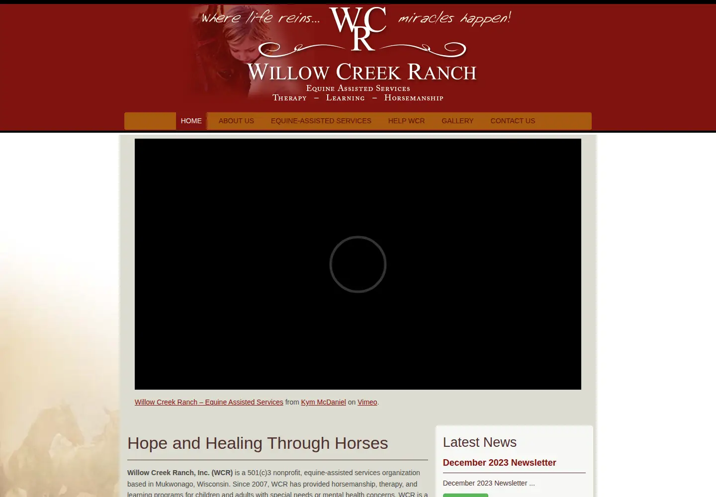 Screenshot of willowcreekranch.org