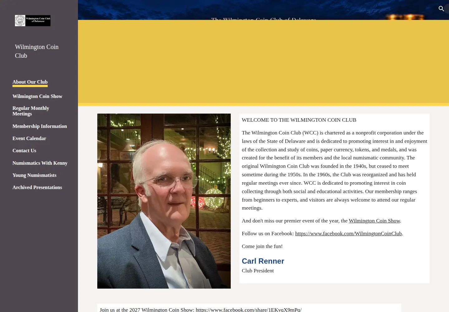Screenshot of wilmingtoncoinclub.org