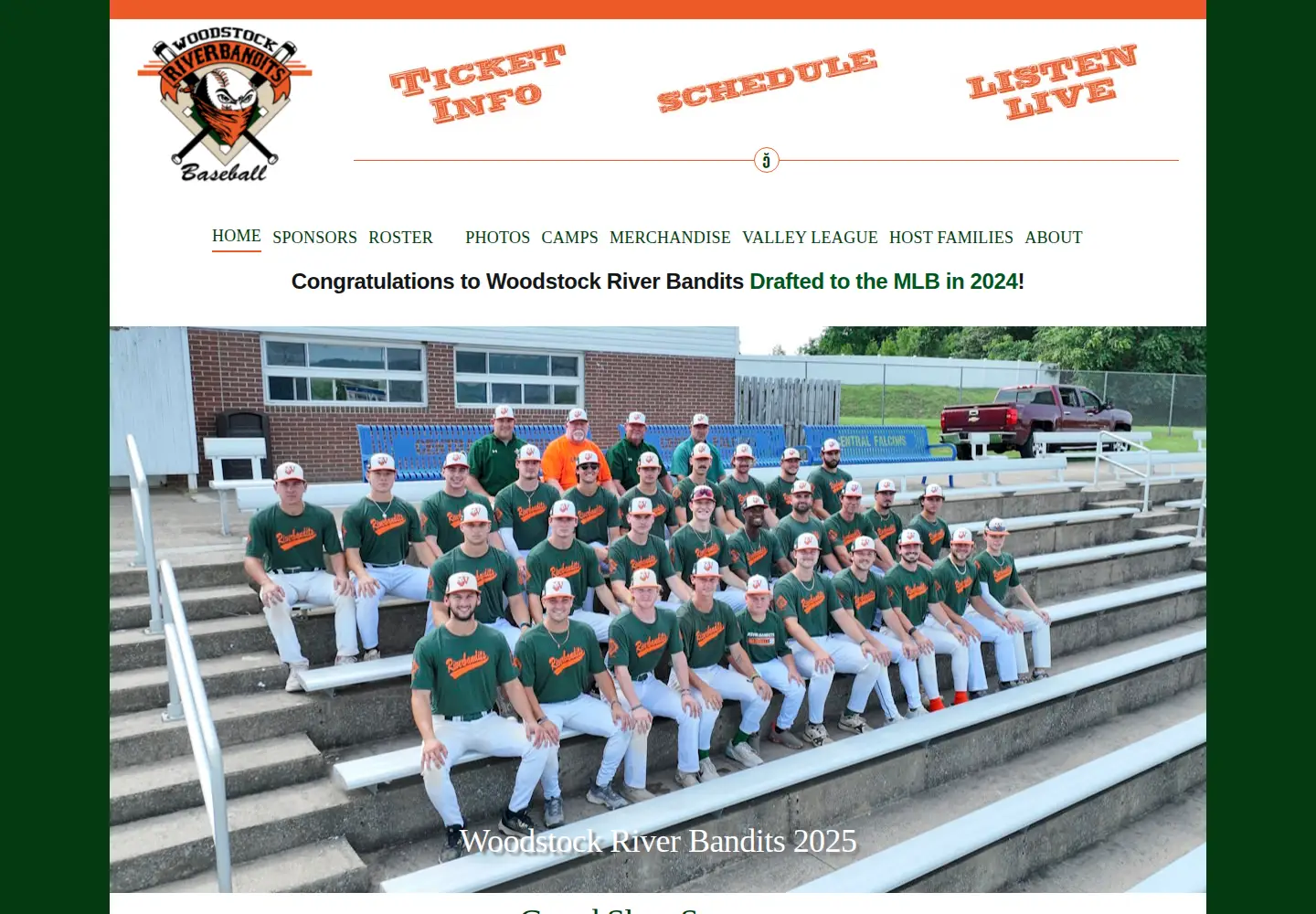 Captured homepage of woodstockriverbandits.org in the current scan